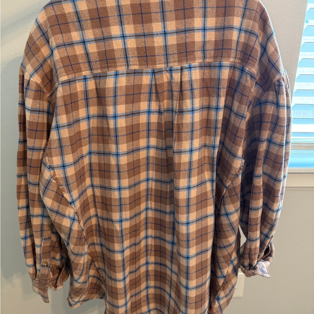 We The Free Brown and Blue Plaid Button-Down Shirt - Picture 4 of 4